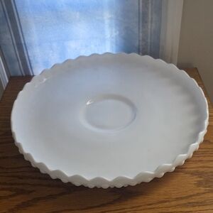 Vintage Milk Glass White Scalloped Edge Tray Plate